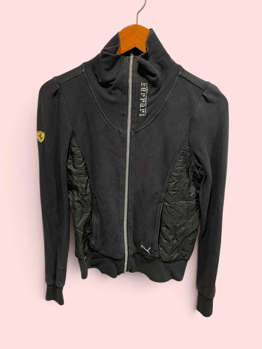 Puma x Scuderia Ferrari Y2K style quilted side high neck slim sweatshirt F1
